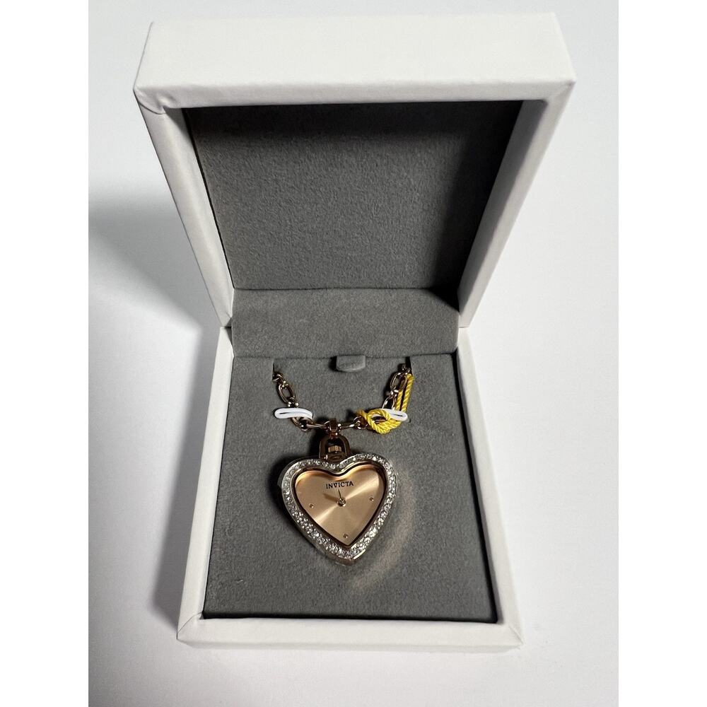 New Invicta Mini Crystal Women's Necklace Watch - 27.5mm, Rose Gold 22” L